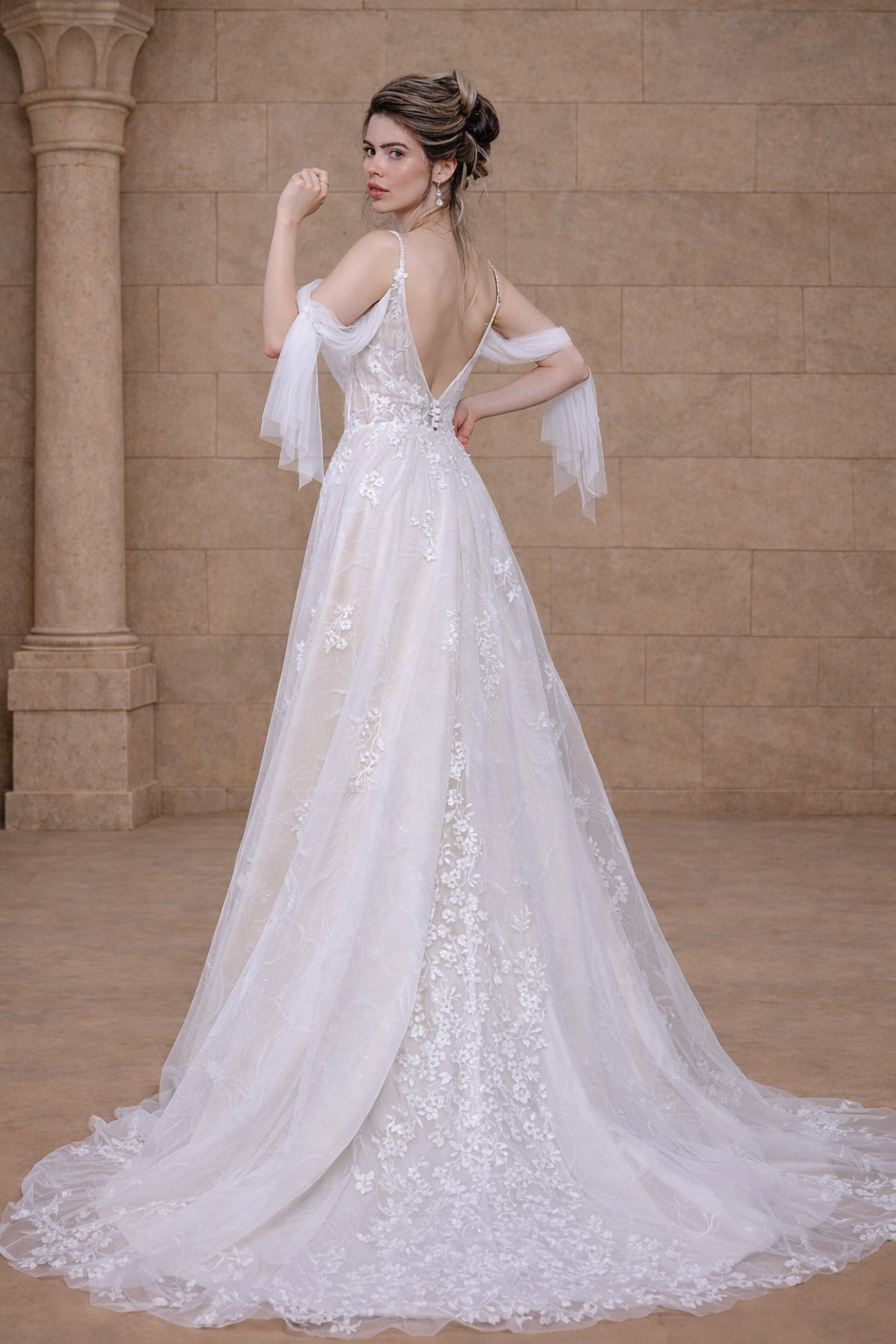 Brautkleid 14186 Rückenansicht Tüll