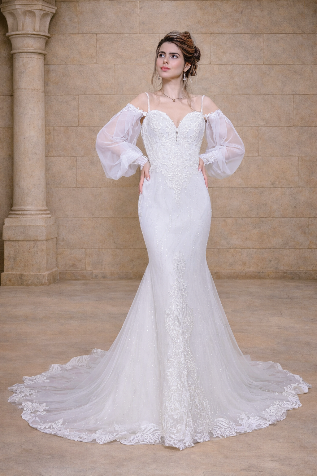 Detail Glitzertüll Brautkleid 14184