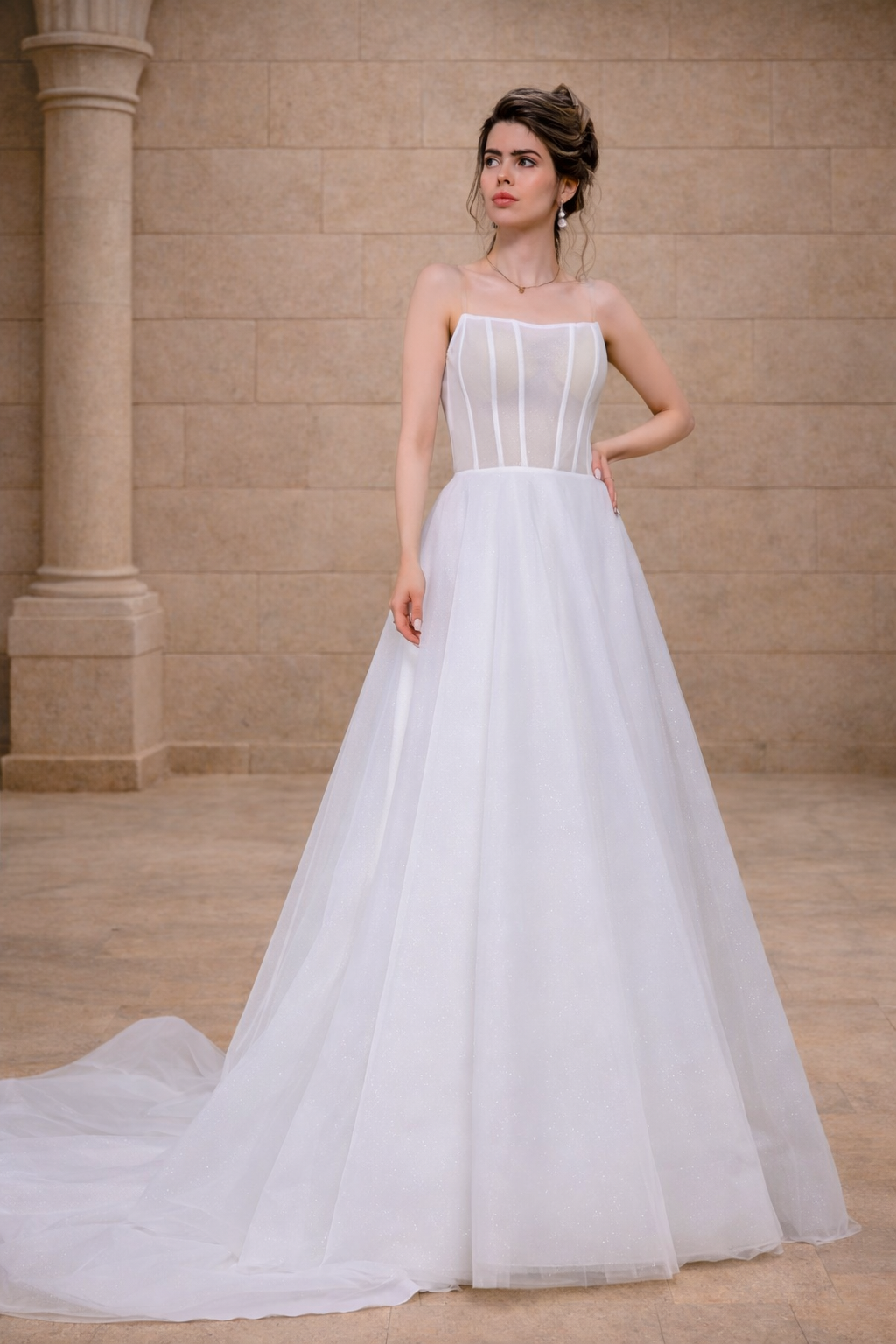 Detail Brautkleid 14209 Stoff und Applikationen